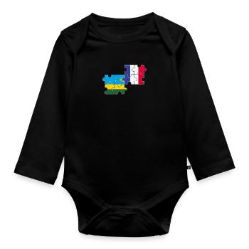 Rwanda, France, flag, French, Rwandese - Organic Longsleeve Baby Bodysuit - black - Front