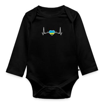 Rwanda Heartbeat Rwandan Flag Rwandese - Organic Longsleeve Baby Bodysuit - black - Front