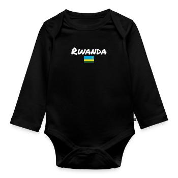 Rwanda Rwandan Flag Rwandese - Organic Longsleeve Baby Bodysuit - black - Front