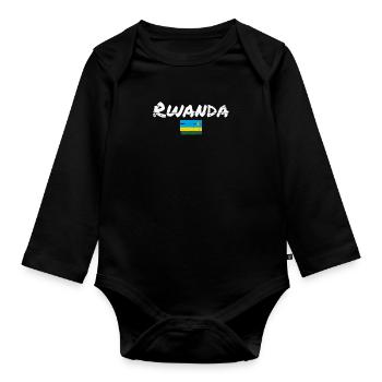 Rwanda Vintage Rwandan Flag Rwandese - Organic Longsleeve Baby Bodysuit - black - Front
