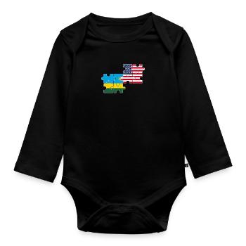 Rwanda, USA, flag, American, Rwandan - Organic Longsleeve Baby Bodysuit - black - Front