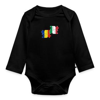 Romania Italy Flag Italian Romanian - Organic Longsleeve Baby Bodysuit - black - Front