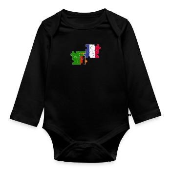 Sambia Frankreich Flagge Franzose Sambier - Baby Bio-Langarm-Body - Schwarz - Vorne