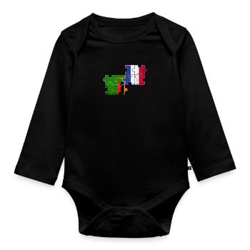 Sambia Frankreich Vintage Flagge Franzose Sambier - Baby Bio-Langarm-Body - Schwarz - Vorne