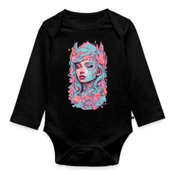 Gothique Pastel Kawaii cristallisé Goth Design - Body Bébé bio manches longues - noir - Devant