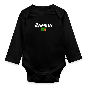 Zambie Zambie Drapeau de la Zambie - Body Bébé bio manches longues - noir - Devant