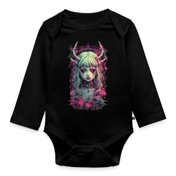Pastel Goth démon gothique fille Streetwear Design - Body Bébé bio manches longues - noir - Devant