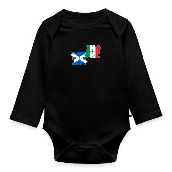 Scotland, Italy, flag, Italian, Scotsman - Organic Longsleeve Baby Bodysuit - black - Front