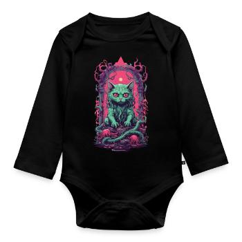 Chat démoniaque Halloween gothique drôle chats Design - Body Bébé bio manches longues - noir - Devant