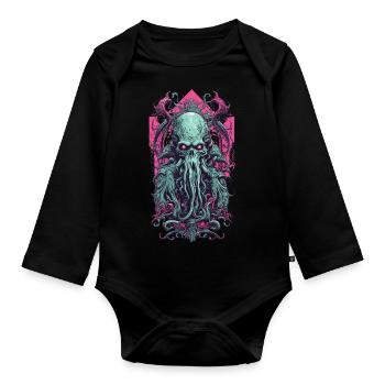 Okkult Ghul Kraken Gothic Vaporwave Kunst - Baby Bio-Langarm-Body - Schwarz - Vorne