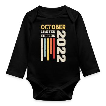 October 2022 - October 2022 Birthday Gift - Organic Longsleeve Baby Bodysuit - black - Front