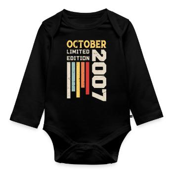 October 2007 - October 2007 Birthday Gift - Organic Longsleeve Baby Bodysuit - black - Front