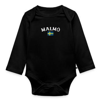 Malmö Vintage Suède drapeau suédois Suède - Body Bébé bio manches longues - noir - Devant