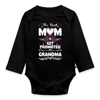 Grandma Grandchild Family Love - Organic Longsleeve Baby Bodysuit - black - Front