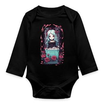 Anime Goth Chibi Vampire egirl Kawaii Design - Body Bébé bio manches longues - noir - Devant