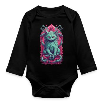 Creepy Demons Cat Halloween Underworld Design - Body Bébé bio manches longues - noir - Devant