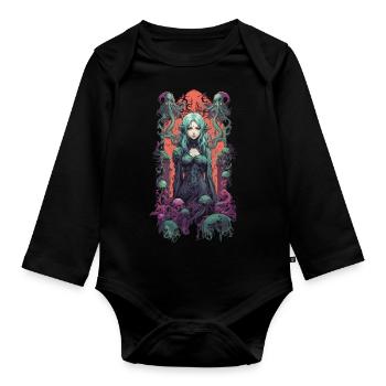 Goth Anime Girl Pastel Occulte Underworld - Body Bébé bio manches longues - noir - Devant