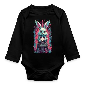 Gothic Anime Girl Halloween Hasen Kostüm Aesthetic - Baby Bio-Langarm-Body - Schwarz - Vorne