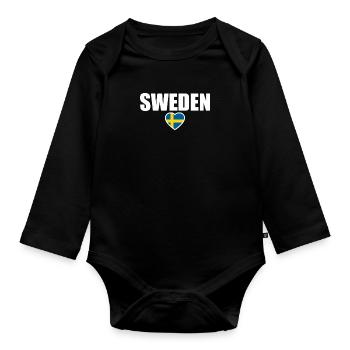 Suède Suède Drapeau suédois Suède Suède - Body Bébé bio manches longues - noir - Devant