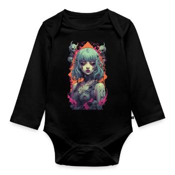 Fille gothique esthétique occulte Vaporwave Design - Body Bébé bio manches longues - noir - Devant