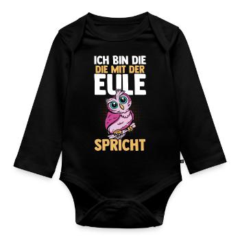 Eulen - Baby Bio-Langarm-Body - Schwarz - Vorne