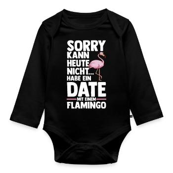 Habe Ein Date mit Meinem Flamingo - Baby Bio-Langarm-Body - Schwarz - Vorne