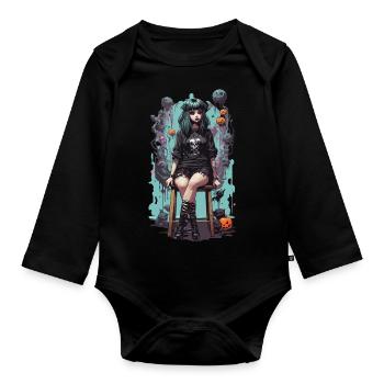 Pastel Goth Kawaii esthétique eGirl eBoy Design - Body Bébé bio manches longues - noir - Devant
