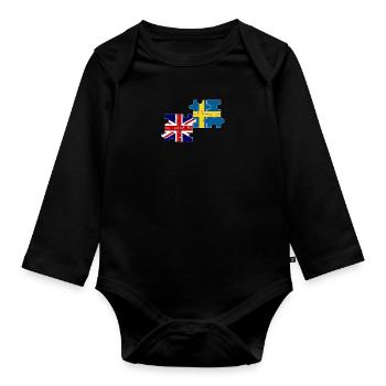 Suède Royaume-Uni Drapeau Suède britannique - Body Bébé bio manches longues - noir - Devant