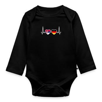 Serbie Allemagne Heartbeat Flag Serbie - Body Bébé bio manches longues - noir - Devant