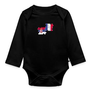 Serbia, France, flag, French, Serb - Organic Longsleeve Baby Bodysuit - black - Front