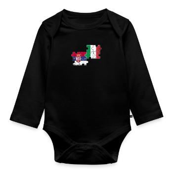 Serbia Italy Vintage Flag Italian Serb - Organic Longsleeve Baby Bodysuit - black - Front