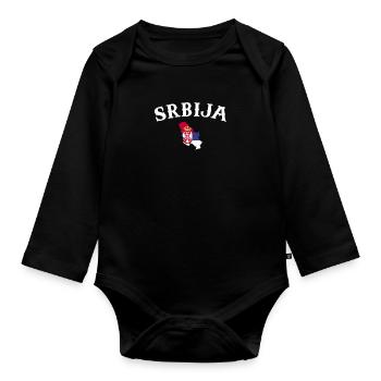 Srbija Map Serbia Serbian Flag Serb - Organic Longsleeve Baby Bodysuit - black - Front
