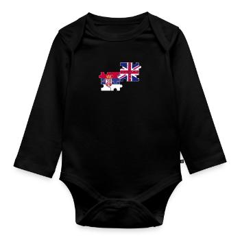 Serbia UK Flag British Serb - Organic Longsleeve Baby Bodysuit - black - Front
