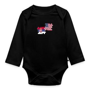 Serbia USA Flag American Serb - Organic Longsleeve Baby Bodysuit - black - Front