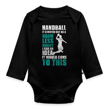 Handballer Handballspieler Turnier Ballsport - Baby Bio-Langarm-Body - Schwarz - Vorne