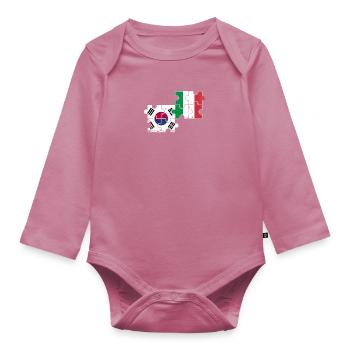 Corée du Sud Italie Vintage drapeau sud-coréen - Body Bébé bio manches longues - mauve - Devant
