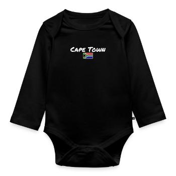 Cape Town South Africa Südafrika Flagge - Baby Bio-Langarm-Body - Schwarz - Vorne