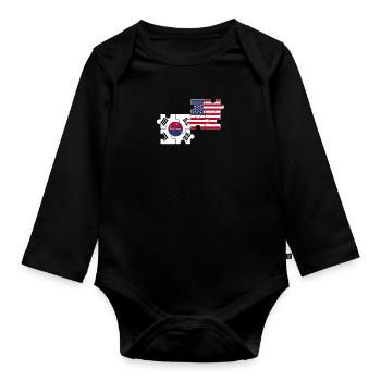 Corée du Sud, États-Unis, drapeau, Américain, Coréen - Body Bébé bio manches longues - noir - Devant