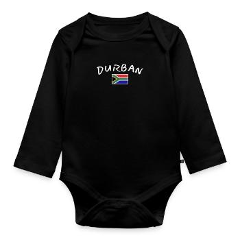 Durban, South Africa, South African Flag - Organic Longsleeve Baby Bodysuit - black - Front