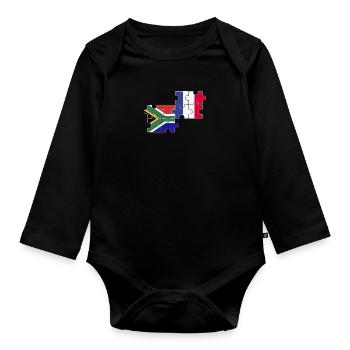 South Africa France Flag French South African - Organic Longsleeve Baby Bodysuit - black - Front