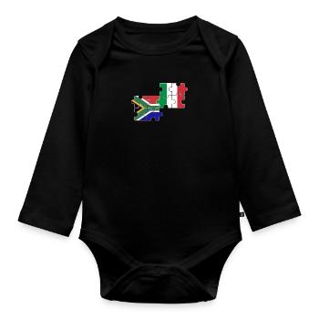 Afrique du Sud Italie Drapeau Italiens Sud-Africains - Body Bébé bio manches longues - noir - Devant