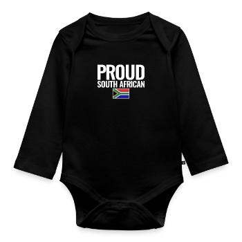 Proud South African South Africa Flag - Organic Longsleeve Baby Bodysuit - black - Front