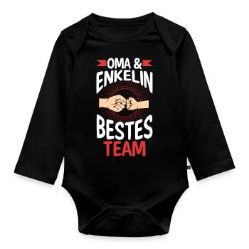 Oma Großmutter und Enkelin - Baby Bio-Langarm-Body - Schwarz - Vorne