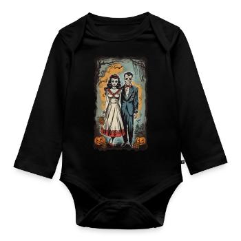 Zombie jeunes mariés Halloween Vintage affiche - Body Bébé bio manches longues - noir - Devant
