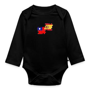 Taïwan Espagne Drapeau Espagnol Taïwanais - Body Bébé bio manches longues - noir - Devant