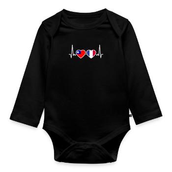 Taïwan France Heartbeat Flag Taïwanais - Body Bébé bio manches longues - noir - Devant