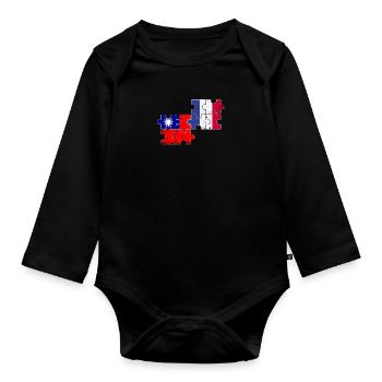Taïwan France Vintage drapeau Français taïwanais - Body Bébé bio manches longues - noir - Devant