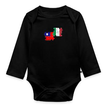 Taïwan Italie Vintage drapeau italien taïwanais - Body Bébé bio manches longues - noir - Devant