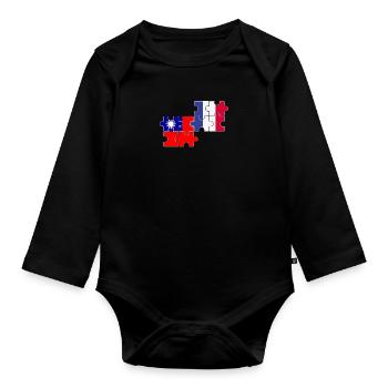 Taïwan France Drapeau Français Taïwanais - Body Bébé bio manches longues - noir - Devant