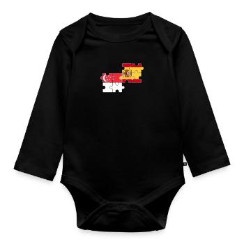 Singapur Spanien Flagge Spanisch Singapurer - Baby Bio-Langarm-Body - Schwarz - Vorne